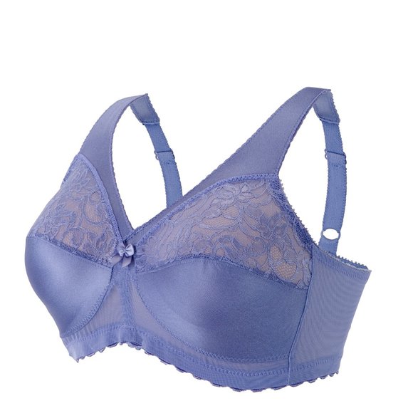 Glamorise 48i MAGIC LIFT Support Bra LACE~CUPS & WIDE~COMFORT~STRAPS Blue NEW - Picture 2 of 12